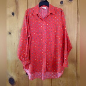 Beautiful YOU BABES Red Oversized Paisley Droptail Button Down Shirt